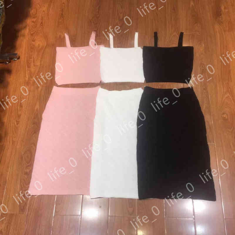 

Womens Two Piece Dress FD Luxury Letter Logo Print Camis Skirt Suit Designer Tracksuit Fashion Clothing For Women, Black