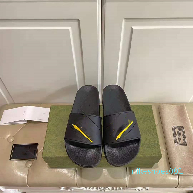 

high quality luxury designer wear slippers summer beach sandals men's indoor flip flops letter flower ribbon box size 38-44 az1, Color 4