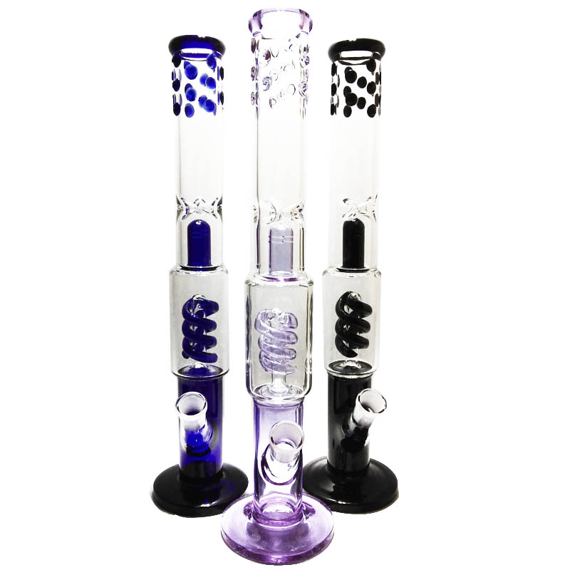 

In Stock 14 Inches Big Lavender Glass base Beaker Hookahs High Quality Glass Water Bongs Stereo Matrix Percolator With Downstem