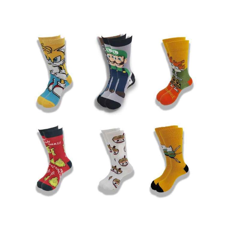 

Men's Socks Movie Characters Knitting Personality Hip Hop Funny Cartoon Novelty Cotton Street Wind Tube Skateboard SocksMen's, Beige