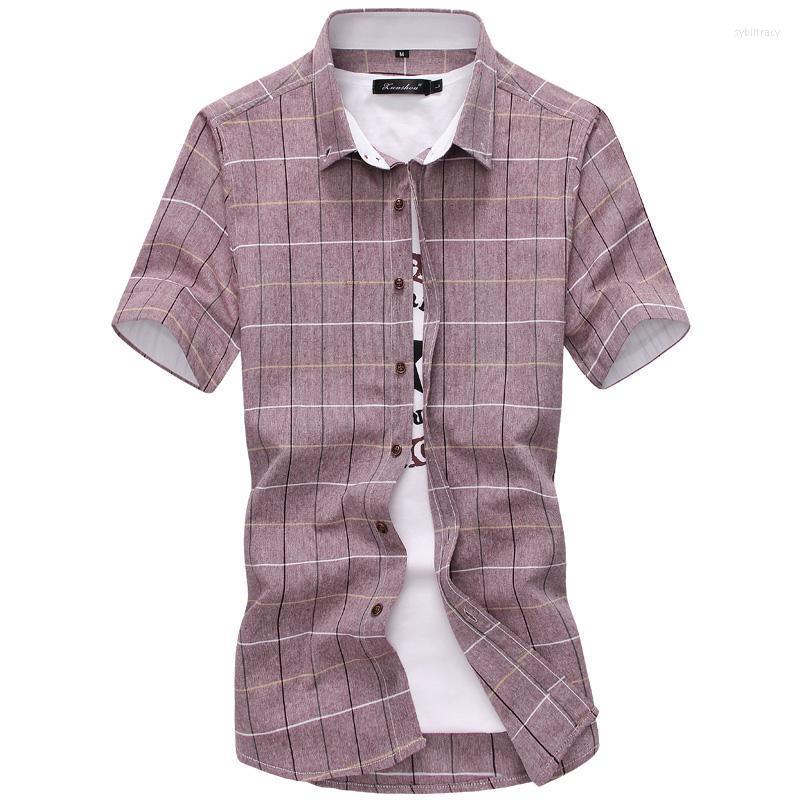 

Men's Dress Shirts Men Summer Plaid Shirt Stripe Fashion Chemise Homme Short Sleeve Business Slim Fit Leisure Blouse TopMen's Sybi22, Gray