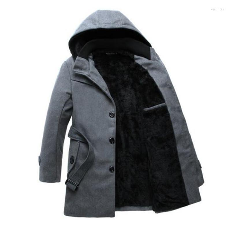 

Men's Wool & Blends 2022 Korean Style Long Woolen Jacket Hombre Mens Coat Black Autumn Winter Men Thickening Warm Kend22