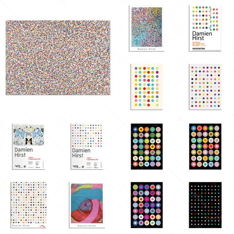 

Paintings Beautiful Time Rotation Painting, Dots, Balls, Color Patterns, Spots, Tate Printing, Damien Hirst British Art Poster Printing