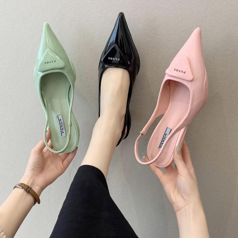 

Dress Shoes Women's 2022 Shallow Soft Sole Cat Heel Sandals Pointed Toe Mid-heel Stiletto Single WomenDress, Beige