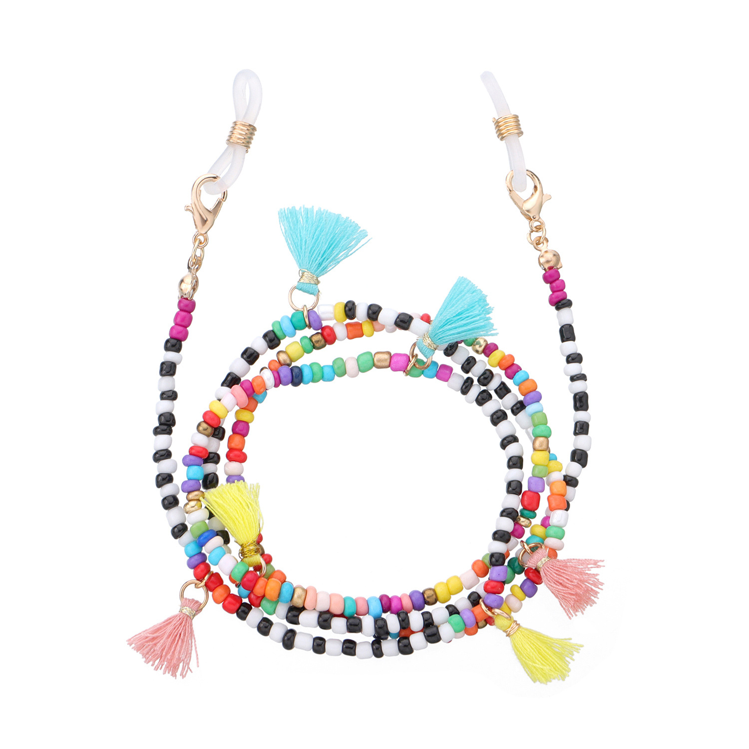 

Choker Necklace Jewelry Charm Color Tassel Beaded Glasses Chain Ladies Fashion Short Neck Clavicle Chain Frame Accessories