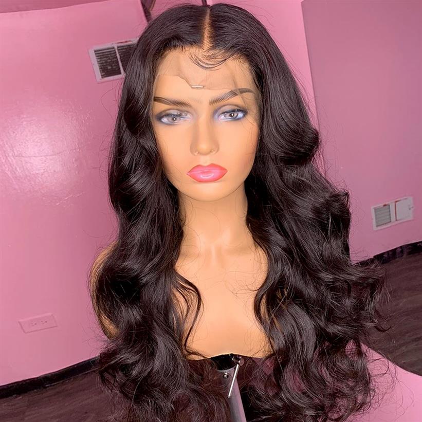 

Lace Front Human Hair Wigs Brazilian Body Wave Pre Plucked Wigs For Women 30Inch 150% Glueless Lace Frontal Wig Transparent2968, Natural color