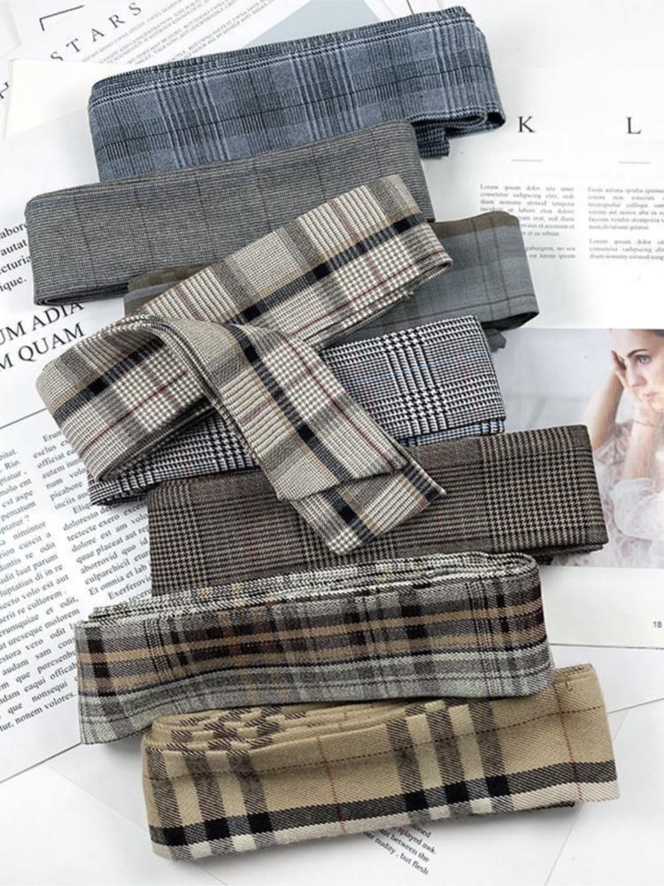 

Belts LOLIBOOK Plaid Suit Fabric Belt Simple Fashion All-match Waist Bow Tie Strip 2022 Cinturon Mujer, Black