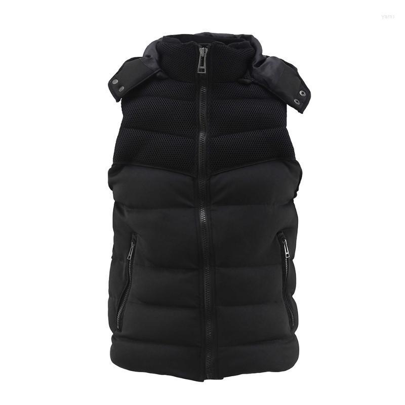

Fashion Style Autumn Winter Men Cotton Vest EU Collar Down Horse Clip Hair Casual Boy Coat Men's Vests, Black