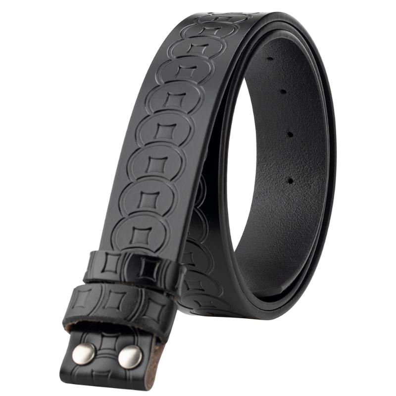 

Belts Embossed Leather Belt Without Buckle Retro Leisure 3.8cmBelts, Black