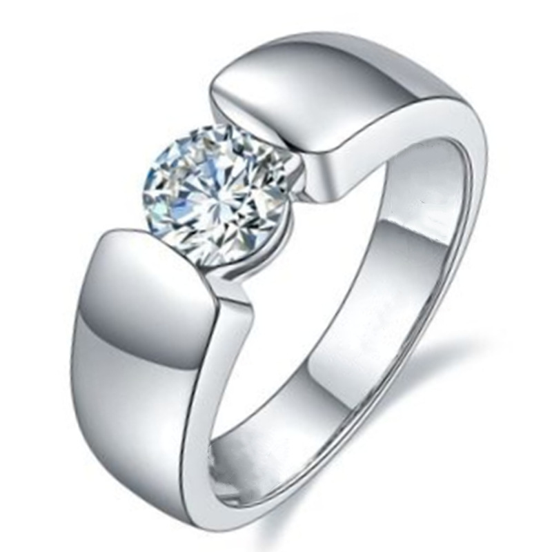 

Fashion Glossy Hip Hop Style Ring Platinum Plated Trendy Men's Luxury High-end Zircon Diamond Ring Engagement Ring