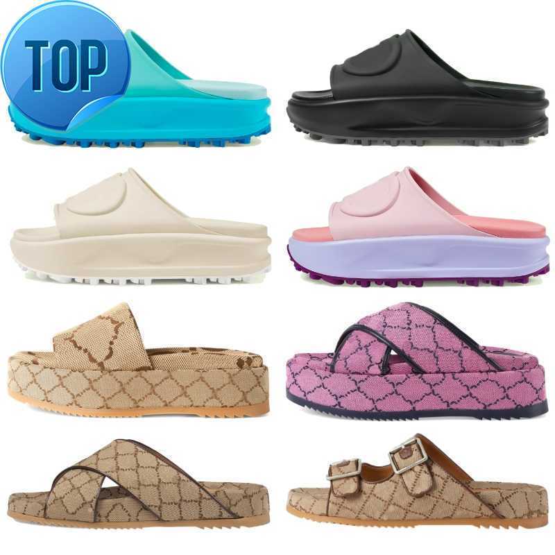 

Platform Designer Slippers Women Interlocking G Slide Sandal Foam Rubber Sandals With Box, Platform slippers