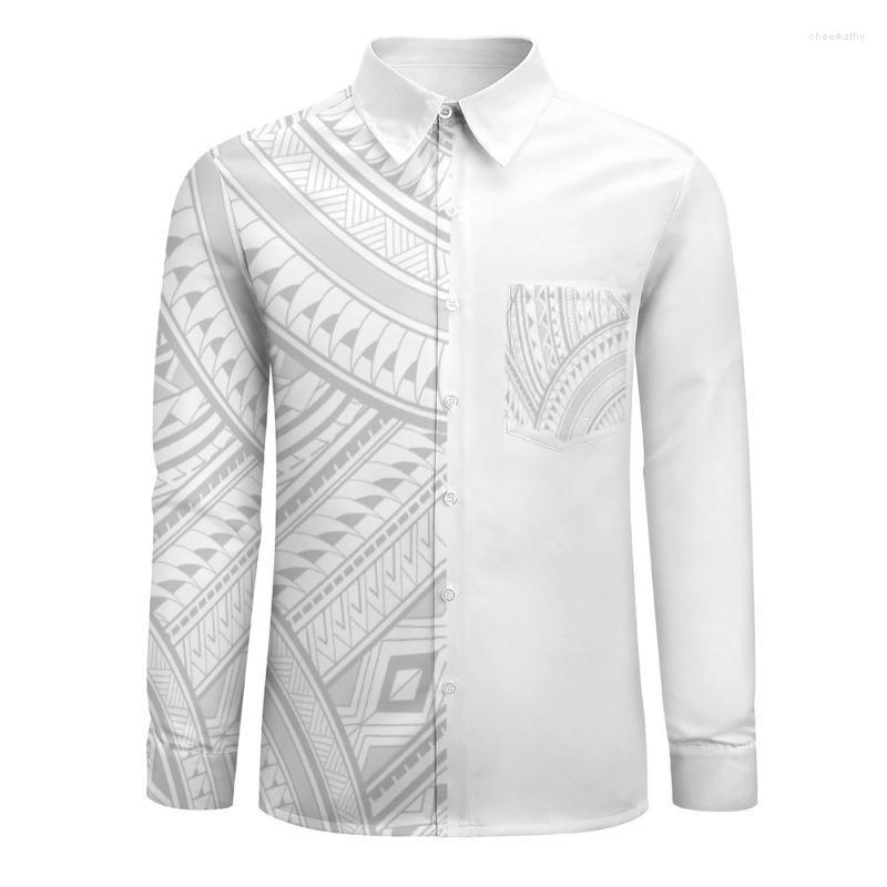 

Men's Dress Shirts Polynesian Tribal Style Samoan Pattern Design Long Sleeve Shirt Men Plus Size 6XL Wholesale Maoli Tattoo Arm Shoulder Tat, Lm21812702
