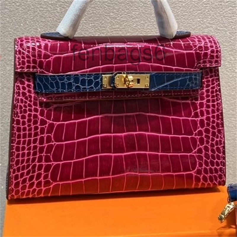 

Designers Bag Herme 2022 Bags Women Handbags Crocodile Pattern Kellies Women's Leather Small Portable Bag Messenger, Red