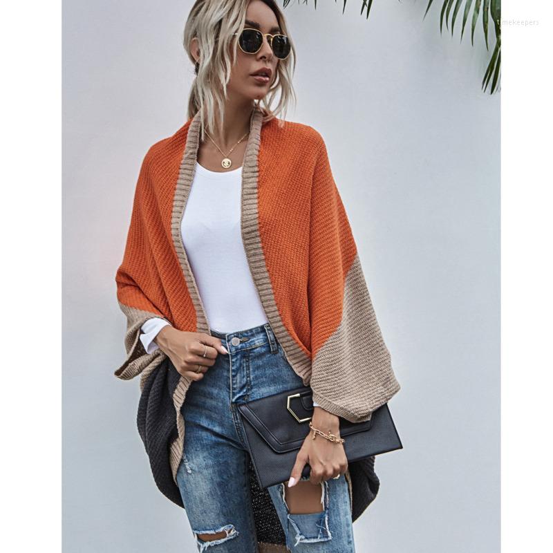 

Women' Knits & Tees Women Loose Knitted Cardigan Long Sleeve Color Contrast Winter Sweater Casual Chic Cardigans CoatWomen' Time22, Green