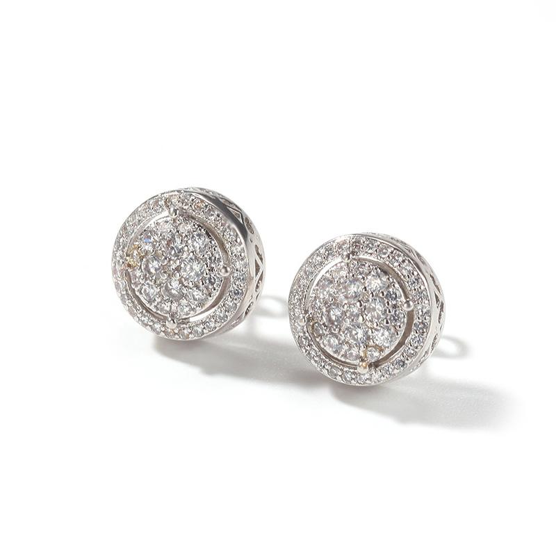 

Stud Hip Hop CZ Stone Paved Bling Out Earring Geometric Round Earrings For Women Men Unisex Rapper JewelryStudStud