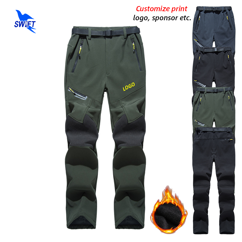 

Autumn Men's Warm Fleece Softshell Pants Waterproof Outdoor Sport Thermal Hiking Camping Climbing Skiing Trousers Customize 220613, Grey