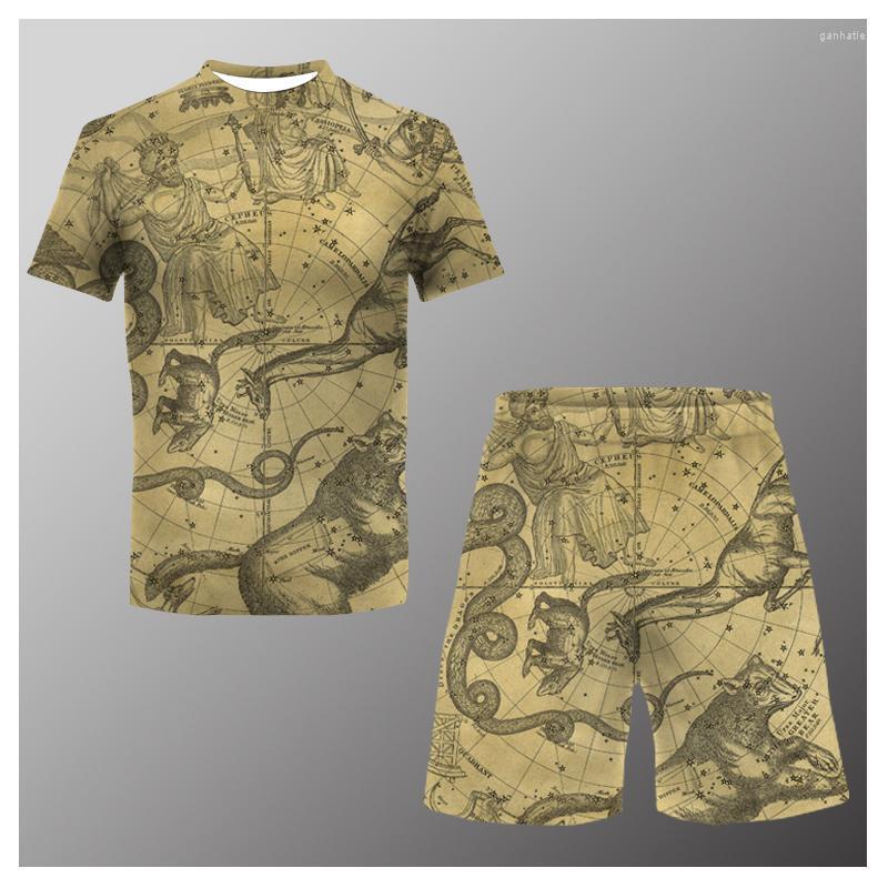

Men's Tracksuits Men T Shirt Set Map 3D Print Tracksuit 2-Piece Suit For Summer Oversized Men's Clothing Harajuku Beach Shorts Sets Stre, Ct288