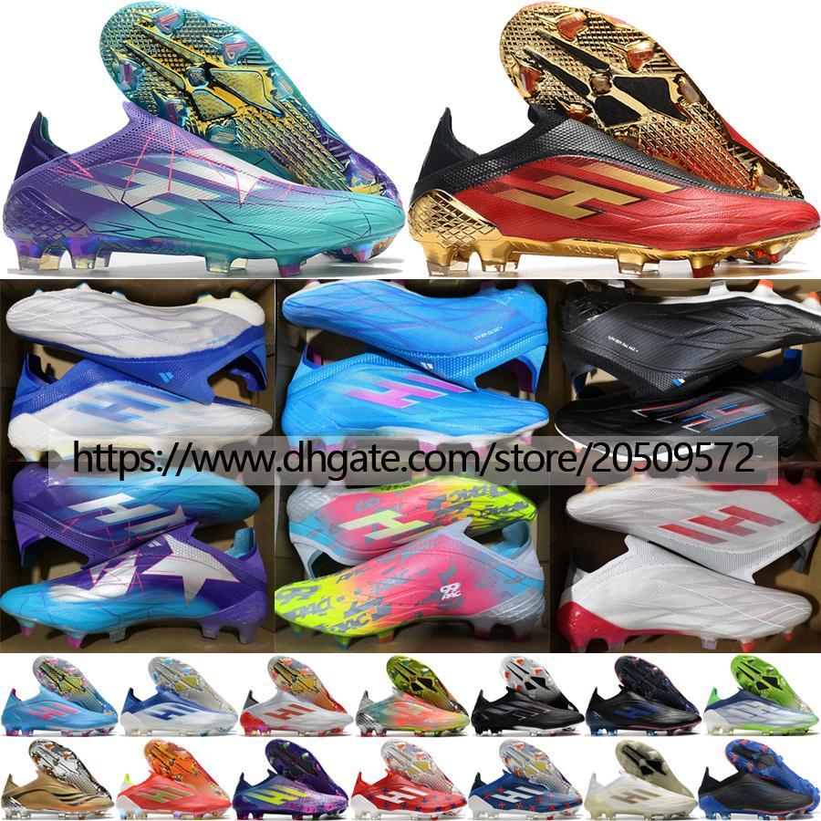 Send Boots With box Mens X Speedflow FG Laceless Football Boots Top Quality Soccer Cleats Red Orange White Gray Blue Purple Gold Black Pink Pl kO