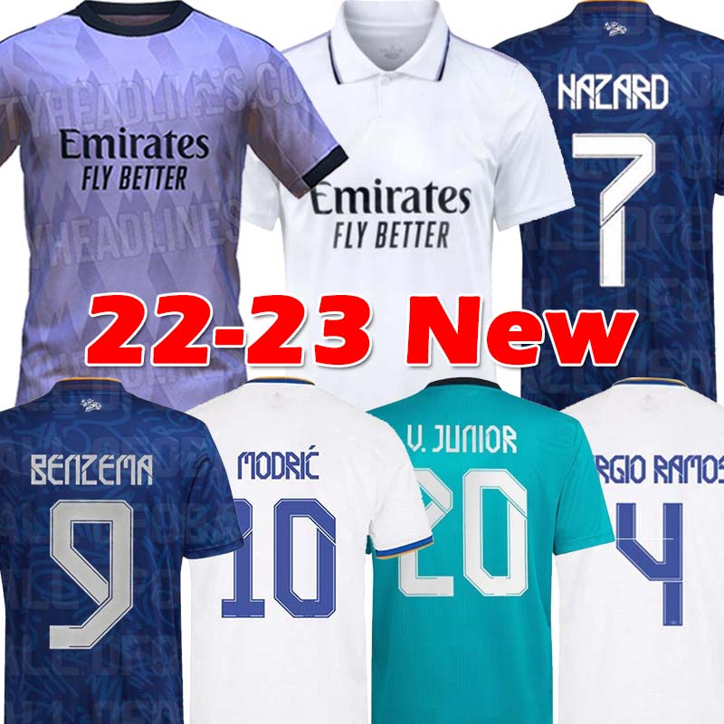

22/23 CAMAVINGA HAZARD soccer Jersey 2022 2023 BENZEMA REAL RODRYGO MILITAO KROOS MARCELO ASENSIO ISCO LUCAS V Footabll uniforms Men Shirts, 22-23 away kids kits