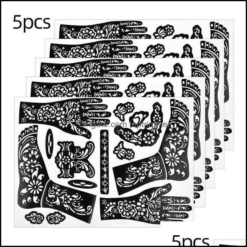 

Tattoo Transfer Tattoos Body Art Health Beauty Sheets Henna Hollow Templates Hands Feet Leg Arm Airbrushing D5S