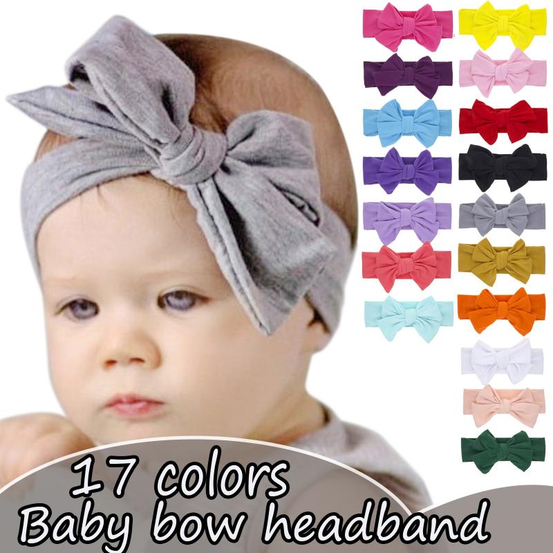 

Hair Accessories 17 Colour Of Baby Cute Headband Bow Elasticity For Girls Borns Toddlers Turban Fille INS Simple Solid Color M4, As photo