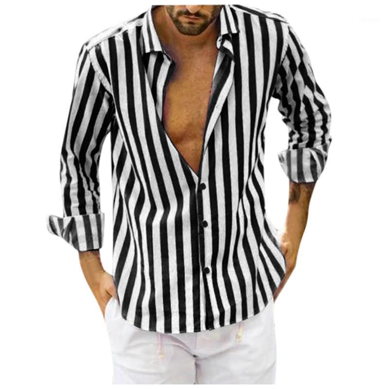 

Men's Casual Shirts 2022 Men Fashion Vertical Striped Shirt Slim Fit Long Sleeve Button Down Mens Camisas Hombre, Black