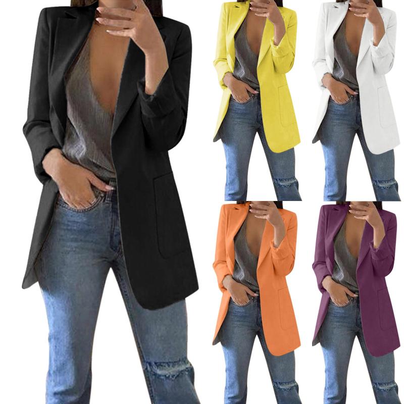 

Women' Jackets Black Sweater Jacket For Women Casual Solid Lapel Long Sleeve Coat With Pocket Loose Office 3xl Womens Winter ClothesWomen, White