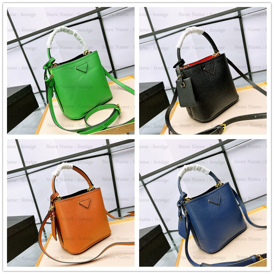 

Double Bucket Bag Saffiano Leather Designer Handbag Brands Womens Shoulder Bag Luxurys Nappa Panier Triangle-logo Tote, #1