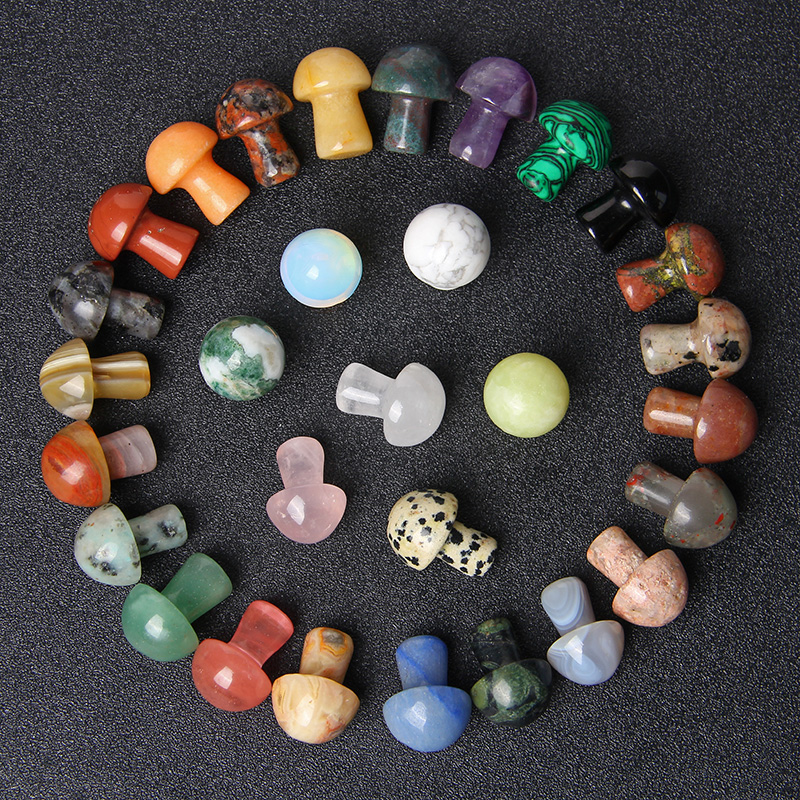 

20MM Mushroom Statue Stone Natural Gems Hand Carved Decoration Reiki Healing Quartz Crystal Statue Gift Room Ornament Trinket