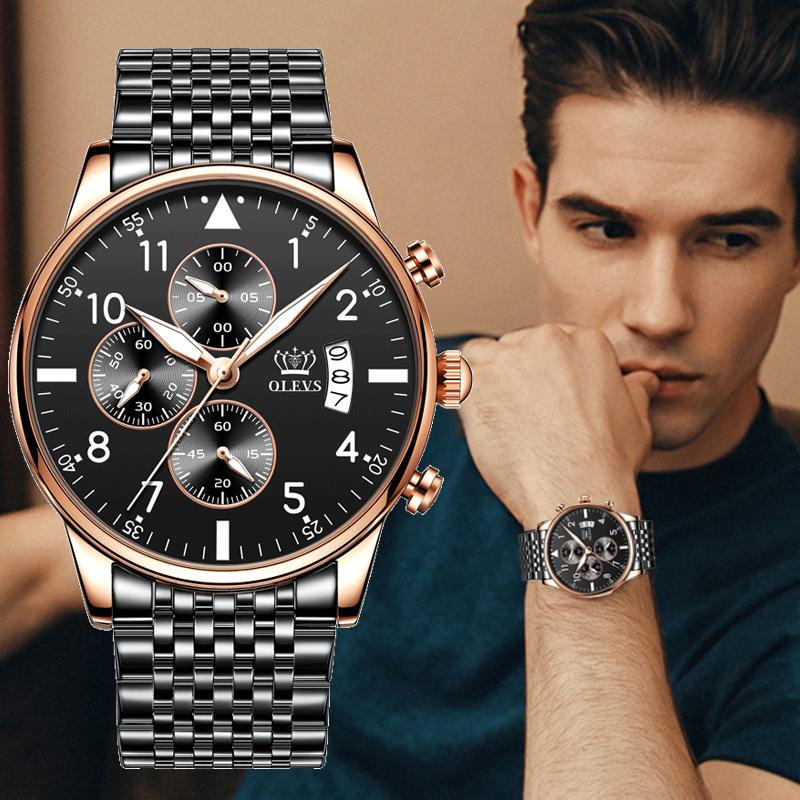 

Wristwatches 2022 Fashion Mens Watches Top Brand With Stainless Steel Luxury Sports Chronograph High Quality Quartz Watch MenWristwatches, Two tone blue