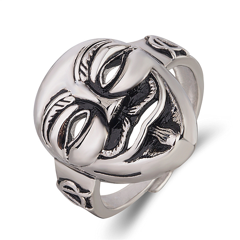 

mask ring for men retro clown ghost head silver ring party gift men's rings