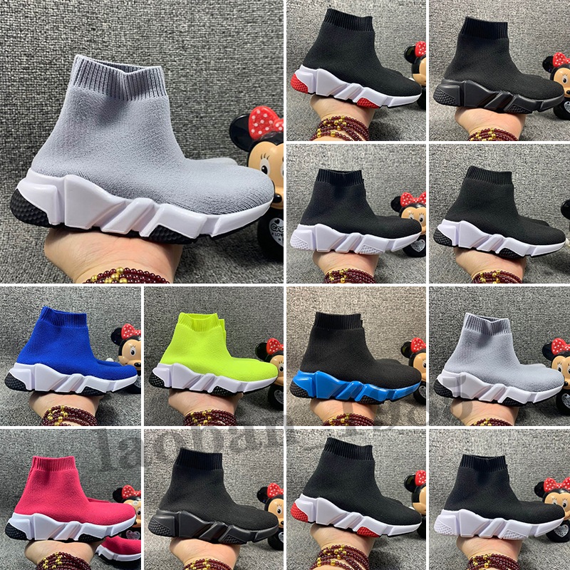 

Paris Luxury Speed Trainer Toddler Shoes Designers Boys Girls Socks Shoes High Quality Kids Sneakers Triple Black White Baby Eur 24-35, Top quality