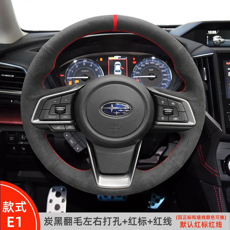 

For Subaru Forester Impreza Legacy Outback BRZ XV STI DIY Hand Sewn Steering Wheel Handle Cover Black Suede Leather