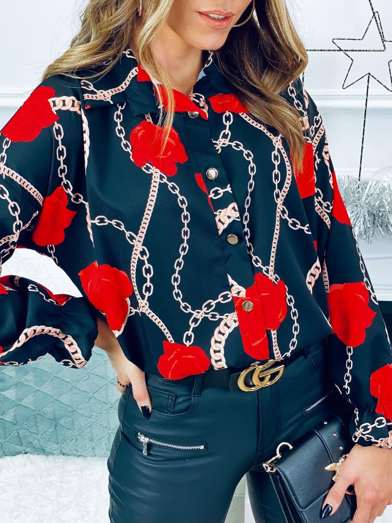 

Women' Blouses & Shirts 2022 Spring Vintage Office Lady Young Casual Free Designer Open Stitch Chiffon Shirt Full Sleeve Women ShirtsWomen, Red print
