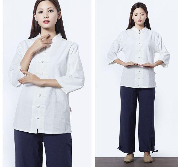 

Men's Tracksuits Unisex Male High Quality Cotton&linen Yoga Suit Uniforms Lay Meditation Clothing Taiji Tai Chi Wushu Suits, White