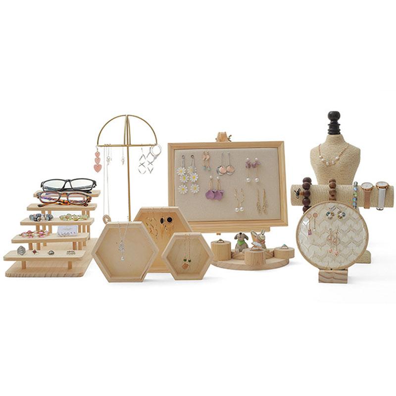 

Jewelry Pouches, Bags Display Props Necklace Wood Show Support Ring Bracelet Pendant Jade Stand Tray