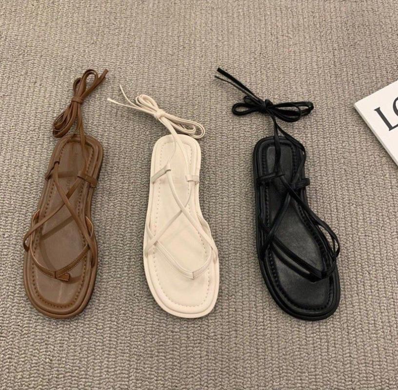 

Sandals Summer Ladies Fashion All-match Retro Lace-up Flat SandalsSandals