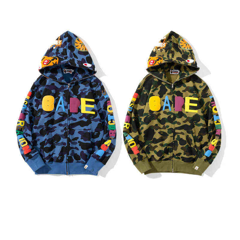 

Factory Online Export New Designer Brand Sweater Cash Autumn and Winter Bap Tide Camouflage Cardigan Zipper Hooded Jacket, Green