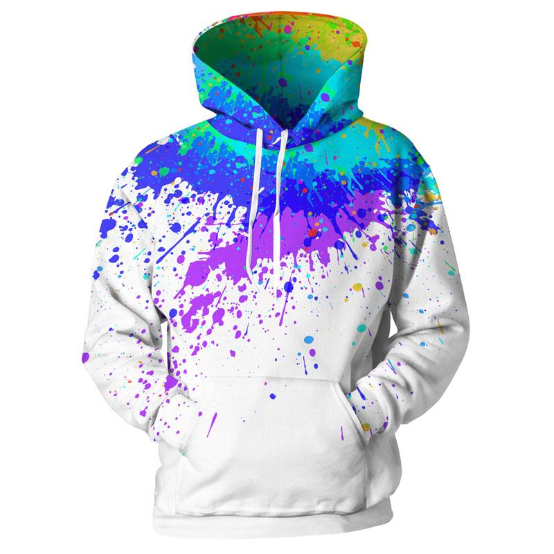 

Men's Hoodies & Sweatshirts Men Women Fashion Brand Paint Splatter 3D All Over Print Hip Hop Casual Hoodie Hipster Rainbow Hooded Sweatshirt, Black