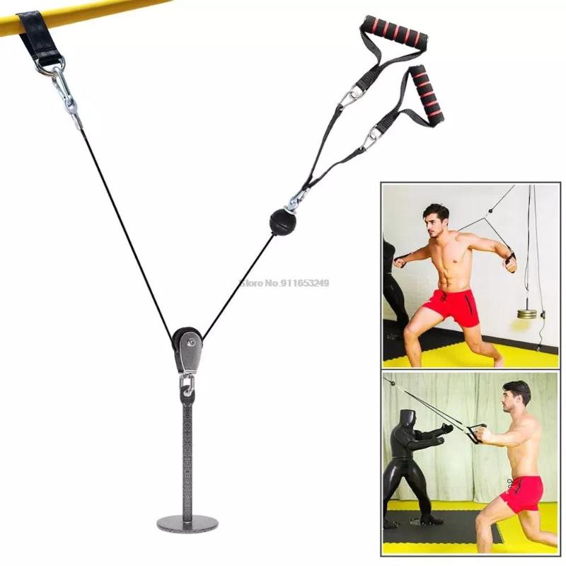 

Accessories DIY Pulley Cable Machine System With Pull Rope Handle Biceps Tricep Down Attachment Fitness Equipment For Home Gym Workout