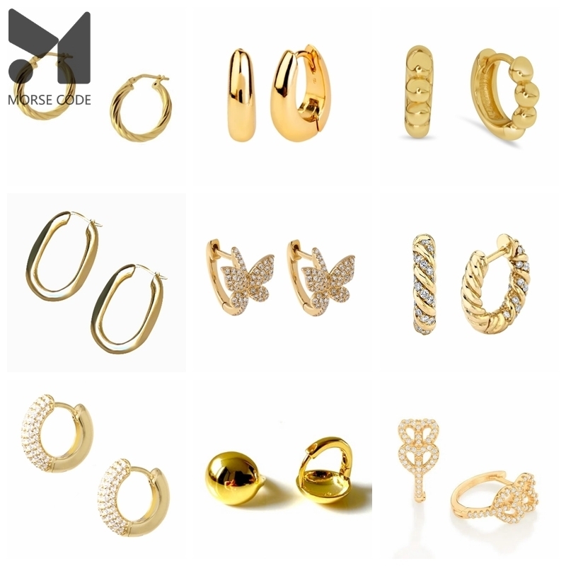 

MC Women Earrings Shiny Zircon Butterfly Star Moon Twist PendientesMinimalist Simple Huggie Ear Hoops 220716