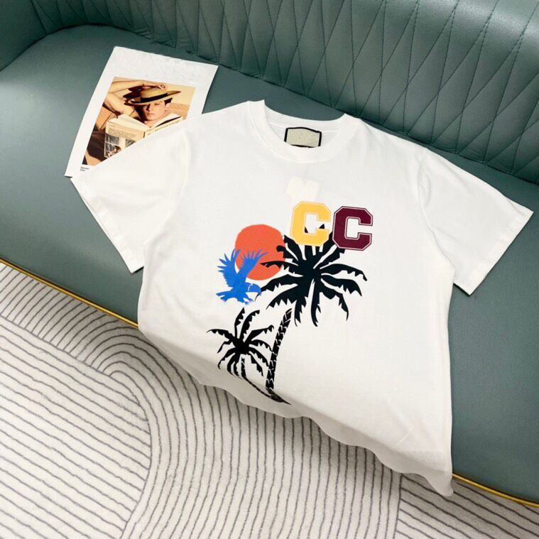 

2022ss early spring new high-grade cotton printed T-shirt round neck stitching pullover short sleeves Size m-xxxl Color black and white d21a1