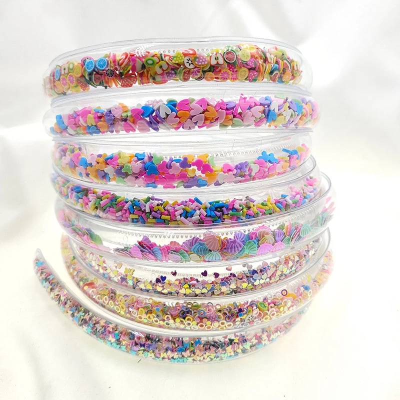 

Transparent Quicksand Headbands for Children Kids Girls Fashion Glitter Sequin Teeth Hairbands Bezel Hair Hoops Hair Accessories, As picture