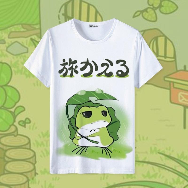 

Men' T-Shirts Travel Frog Surrounding Men And Women Short-Sleeved 2D World Cute Cartoon Clothes Buddha Raising Son Game Anime T-shirt, Beige