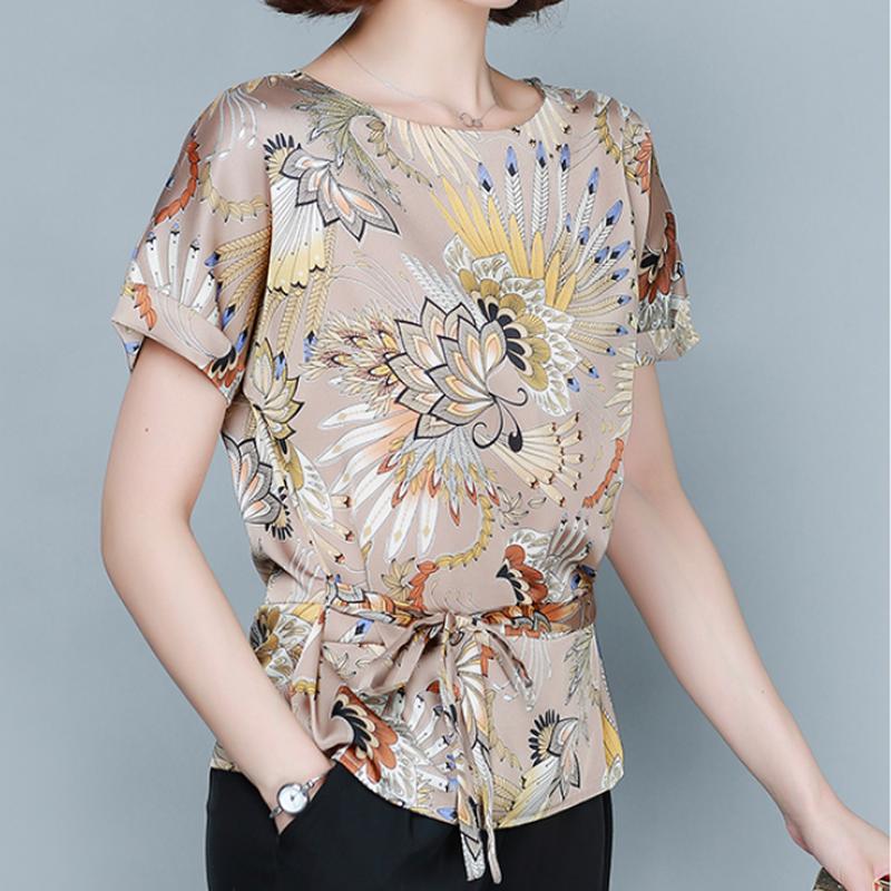 

Women's Blouses & Shirts Women's Summer Natural Silk Woman Printing Silkworm Bat Loose Tops Plus Size XXXXL Blusas Femininas Fashion 4XL