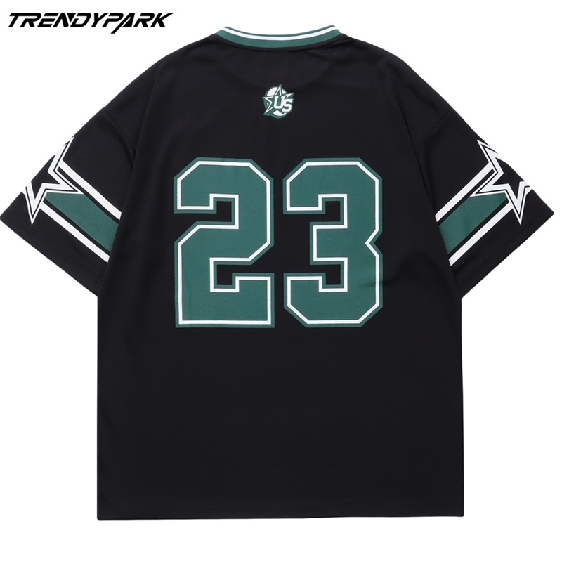 Men Tshirt Football Team Uniform Numbers Print Oneck Cotton Mens Clothing Harajuku Streetwear Casual Short Sleeve Tshirts220622