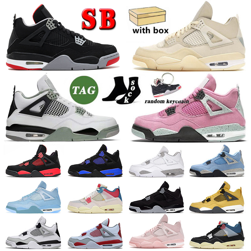 

With Box Jordam 4 IV Jumpman J4 Basketball Shoes for Mens Womens Jorda 4s Seafoam Blue Thunder Military Black Cats Airness Offs White Cactus Jack Sneakers Big Size 13, 36-47 hot punch