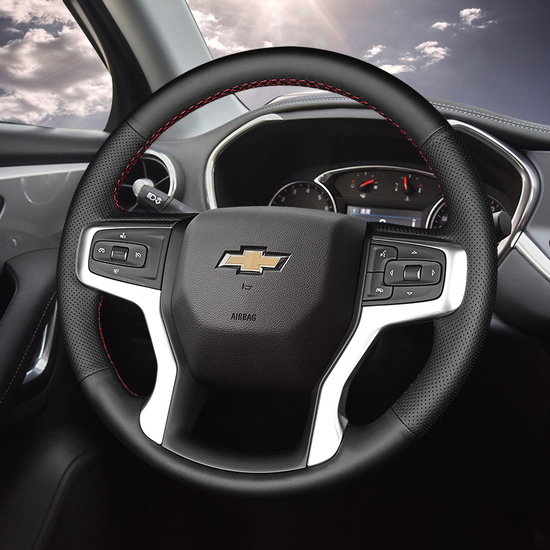 

DIY Hand Sewing Black Leather Car Steering Wheel Cover For Chevrolet Blazer Equinox Cavalier