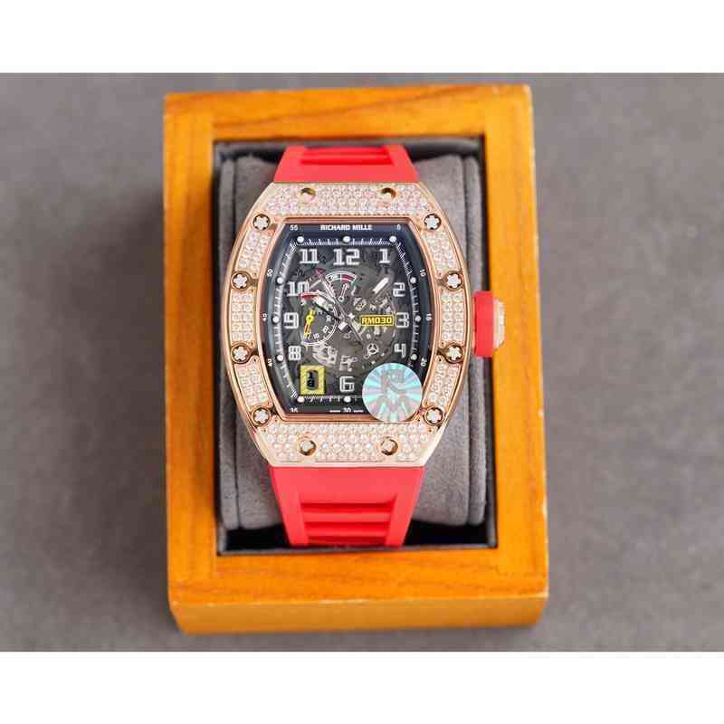 

uxury watch Date Luxury Mens Mechanical Watch Richa Milles Rm030 Fully Automatic Movement Sapphire Mirror Rubber Watchband Swiss Wristwatches, Khaki