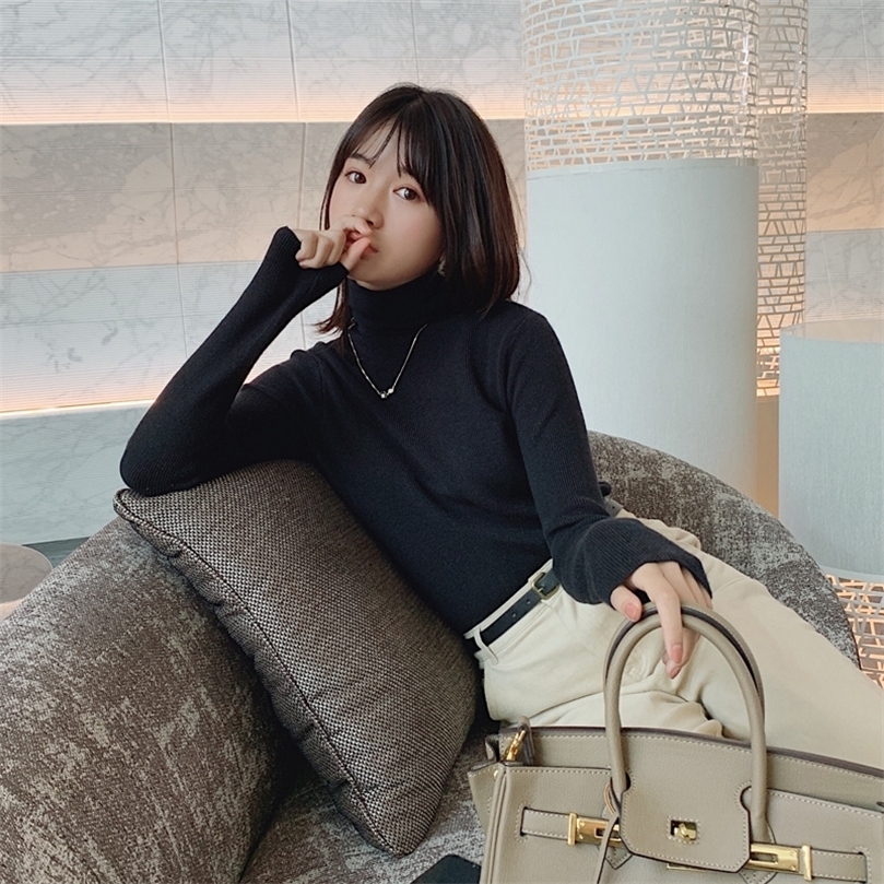 

MISHOW cropped Sweaters For Women Winter Female Turtleneck Pullovers Multi-color Optional Bottoming Warm Sweaters MX19D5720 201203, Green